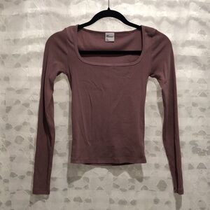 Aritzia Dusty Rose Long Sleeve Square Neckline Top